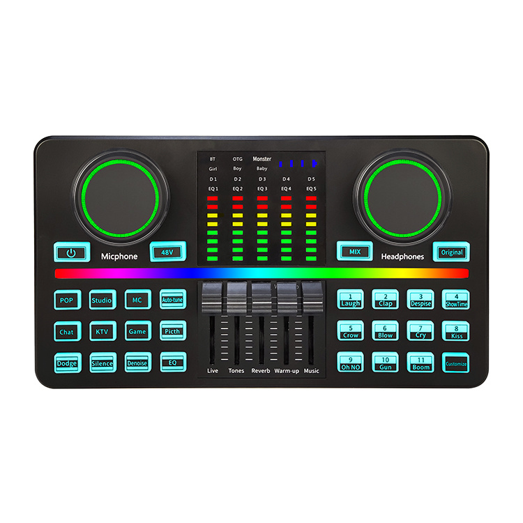 M9 sound card audio interface type-c mixer v9plus studio recording phone pc karaoke Live Broadcast External usb audio card.